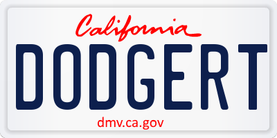 CA license plate DODGERT