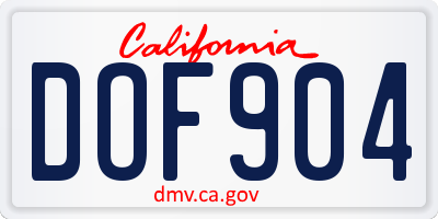 CA license plate DOF904