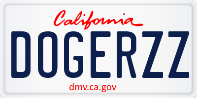 CA license plate DOGERZZ