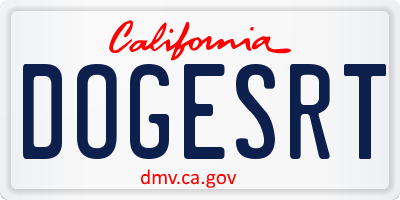 CA license plate DOGESRT