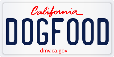 CA license plate DOGFOOD