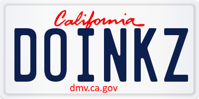 CA license plate DOINKZ