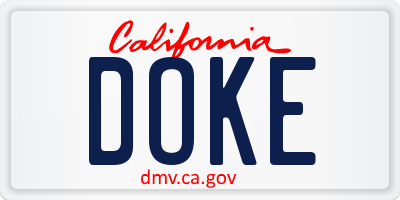 CA license plate DOKE