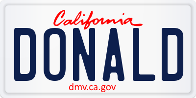 CA license plate DONALD