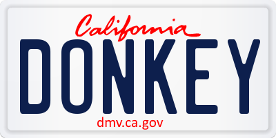 CA license plate DONKEY