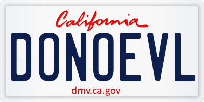 CA license plate DONOEVL