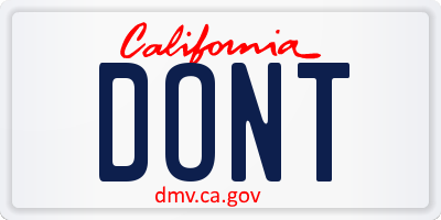 CA license plate DONT