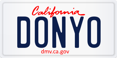 CA license plate DONYO