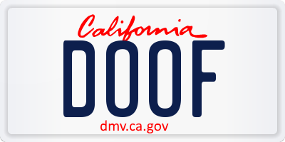 CA license plate DOOF