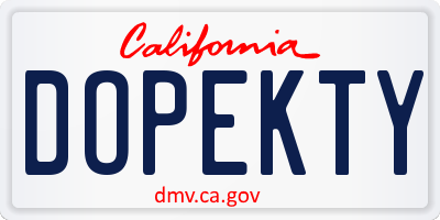 CA license plate DOPEKTY