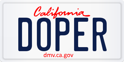 CA license plate DOPER