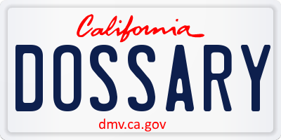 CA license plate DOSSARY