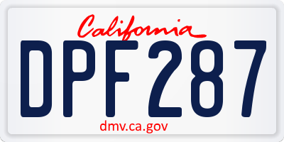 CA license plate DPF287