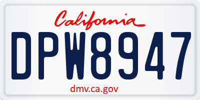 CA license plate DPW8947