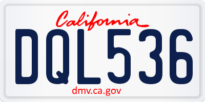 CA license plate DQL536