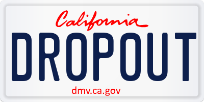 CA license plate DR0P0UT