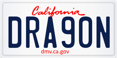 CA license plate DRA90N