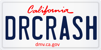 CA license plate DRCRASH