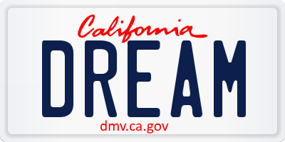 CA license plate DREAM