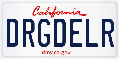 CA license plate DRGDELR