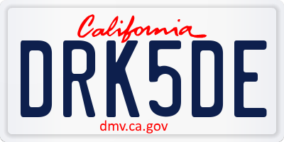 CA license plate DRK5DE