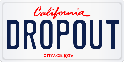 CA license plate DROPOUT