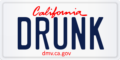 CA license plate DRUNK