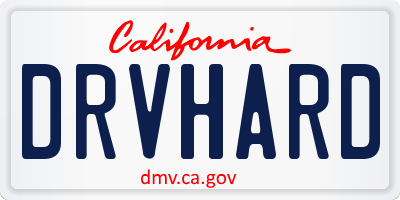 CA license plate DRVHARD