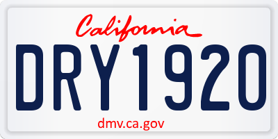 CA license plate DRY1920