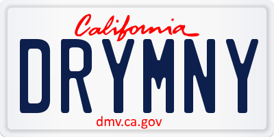 CA license plate DRYMNY