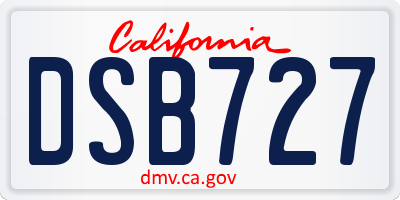 CA license plate DSB727