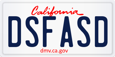 CA license plate DSFASD