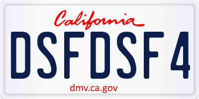 CA license plate DSFDSF4