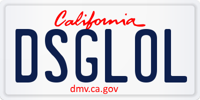 CA license plate DSGLOL