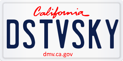 CA license plate DSTVSKY