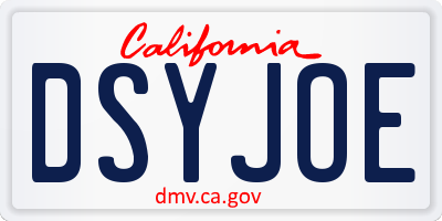 CA license plate DSYJOE