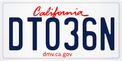 CA license plate DT036N