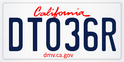 CA license plate DT036R