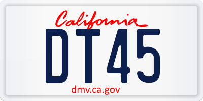 CA license plate DT45