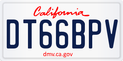 CA license plate DT66BPV