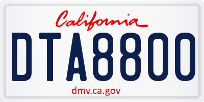 CA license plate DTA8800