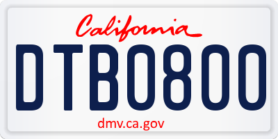 CA license plate DTB0800