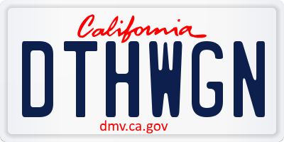 CA license plate DTHWGN