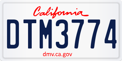 CA license plate DTM3774