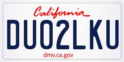 CA license plate DU02LKU