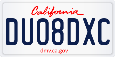 CA license plate DU08DXC