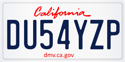 CA license plate DU54YZP