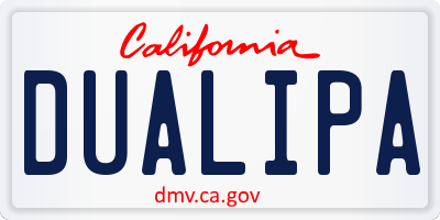 CA license plate DUALIPA