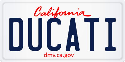 CA license plate DUCATI