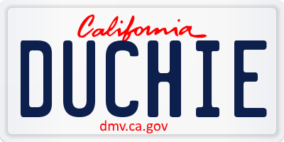 CA license plate DUCHIE